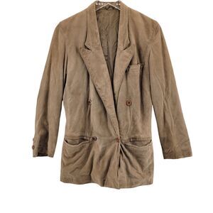 Gianfranco Ferre Suede Blazer Light Brown Size Small Hip Length Mde In‎ Italy